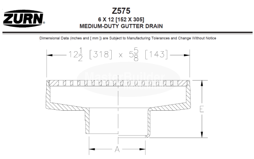 Zurn Z575-4IP-G Drenaje de canal de servicio mediano de 6" x 12", conexión de tubería de hierro de 4", galvanizado 