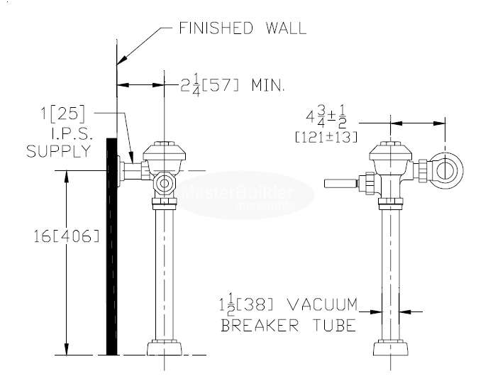 Zurn Z6000AV-1 3.5 GPF AquaVantage AV® Exposed Flush Valve with Top Spud Connection for Water Closets with 16" Rough-In