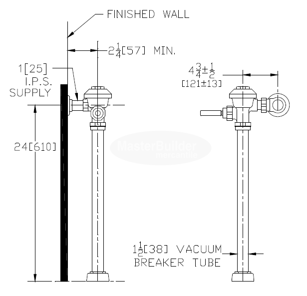 Zurn Z6000AV-2-WS1 1.6 GPF AquaVantage AV® Exposed Flush Valve with Top Spud Connection for Water Closets with 24" Rough-In