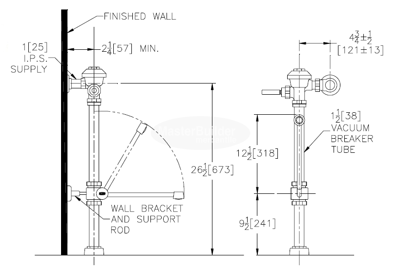 Zurn Z6000AV-BWN 3.5 GPF Exposed Flush Valve with Bedpan Washer for Water Closets