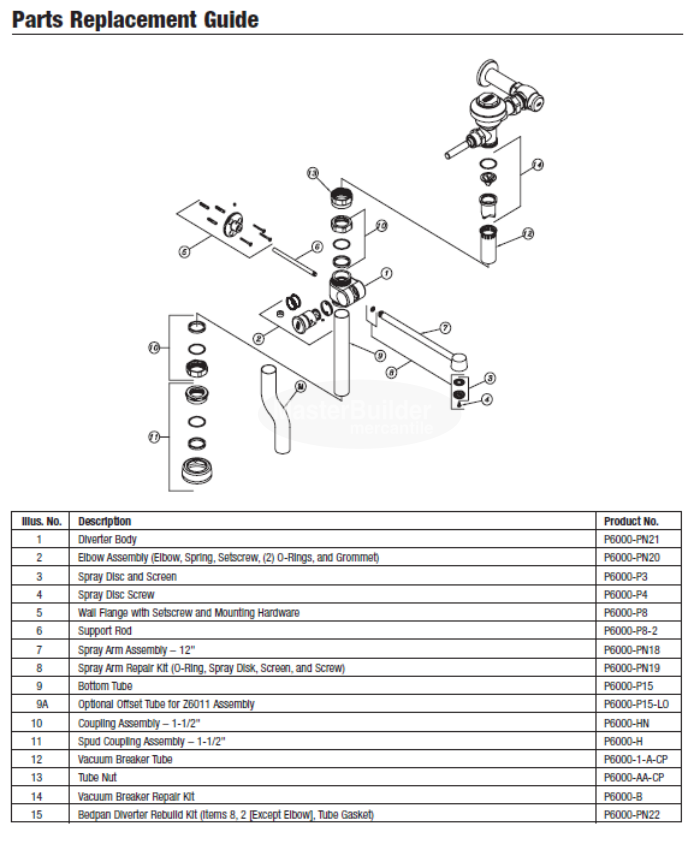 Zurn Z6000AV-BWN 3.5 GPF Exposed Flush Valve with Bedpan Washer for Water Closets