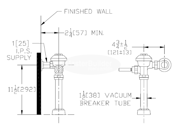 Zurn Z6000AV-WS1 1.6 GPF AquaVantage AV® Exposed Flush Valve with Top Spud Connection for Water Closets with 11-1/2" Rough-In