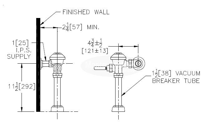 Zurn Z6000 3.5 GPF Aquaflush Exposed Flush Valve with Top Spud Connection for Water Closets with 11-1/2" Rough-In