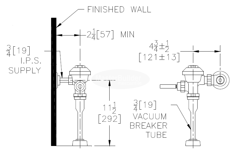 Zurn Z6003-EWS 0.5 GPF Aquaflush Exposed Flush Valve with Top Spud Connection for 3/4" Urinals