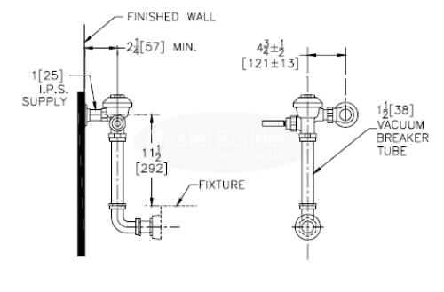 Zurn Z6010AV 3.5 GPF Exposed Flush Valve with Back Spud Connection for Water Closets