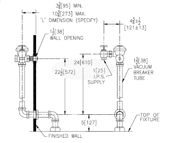 Zurn Z6153AV-FF 4.5 GPF Concealed Manual Flush Valve with Exposed Top Spud Connection for Water Closets