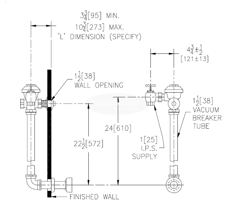 Zurn Z6154AV 3.5 GPF Concealed Manual Flush Valve with Exposed Back Spud Connection for Water Closets