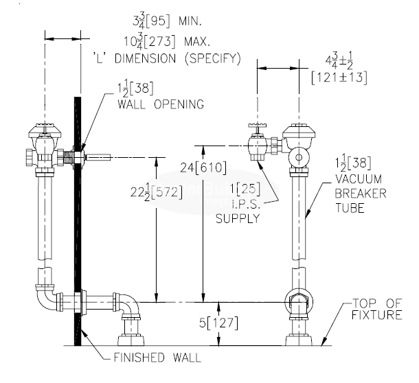 Zurn Z6155AV-WS1 1.6 GPF Concealed Manual Flush Valve with Exposed Top Spud Connection for Water Closets