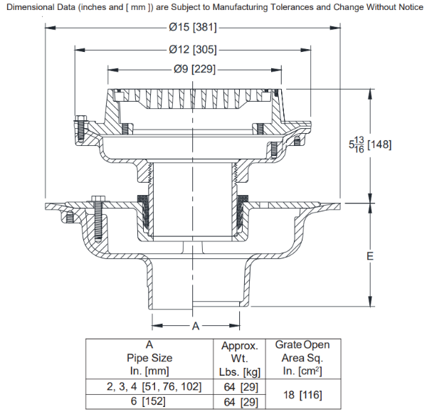 Zurn Z624 Isolation Deck Drain for Floating Slab Applications