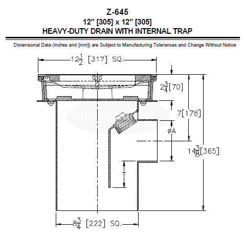 Zurn ZF645 12" x 12" Extra-Heavy-Duty Drain w/ Internal Trap