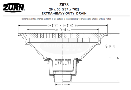 Zurn Z673 29" x 30" Extra-Heavy Drain w/ Sediment Bucket