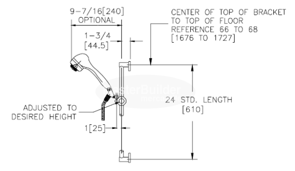 Zurn Z7000-HW Hand Head Shower Head with Mounting Bar, Supply Elbow and Flange