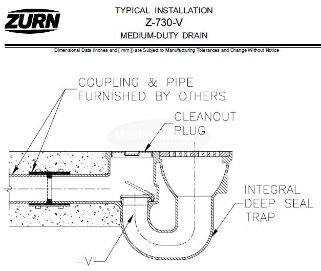 Zurn Z730 9" Medium-Duty Top Drain w/ Integral Double Wall Trap, Side Outlet, Bronze Cleanout