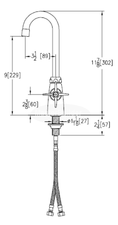 Zurn Z826A2-XL Grifo de laboratorio doble sin plomo con cuello de cisne de 3-1/2" y manijas de cuatro brazos