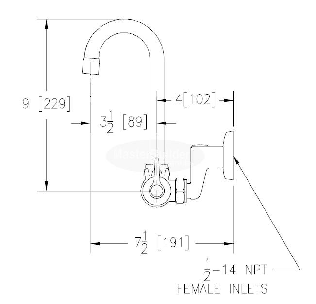 Zurn Z841A3-XL Service Sink Faucet w/ 3-1/2" Gooseneck and Dome Lever Handles