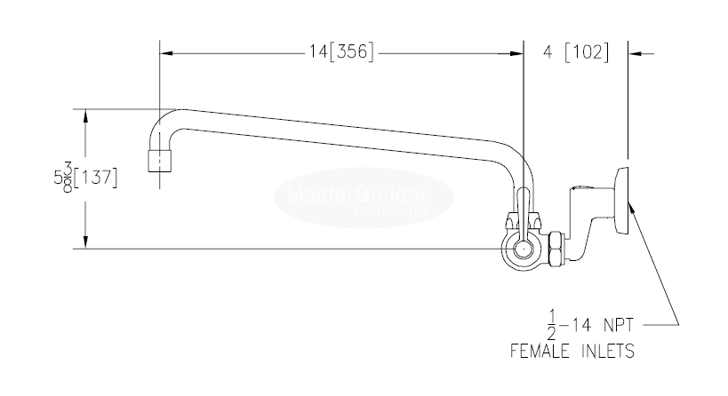 Zurn Z841I1 Service Sink Faucet w/ 14" Tubular Spout and Lever Handles