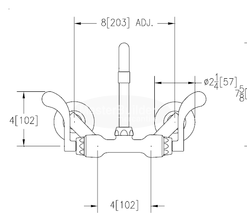 Zurn Z841J4-XL Grifo para fregadero de servicio con boquilla tubular de 9-1/2" y manijas de muñeca de 4" 