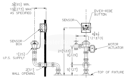 Zurn ZEMS6142AV-WS1 1.6 GPF Hardwired Concealed Sensor Flush Valve for Water Closets