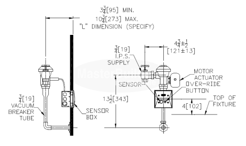 Zurn ZEMS6195AV-ULF 0.125 GPF Sensor Operated Hardwired Concealed Flush Valve for Urinals