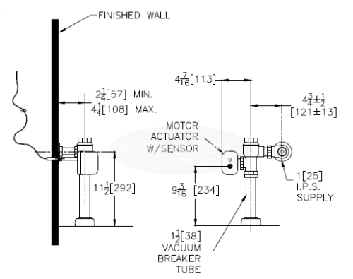 Zurn ZEMS6200-WS1-IS 1.6 GPF Hardwired Exposed Sensor Flush Valve for Water Closets