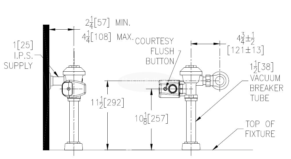 Zurn ZER6000AV-HET-CPM 1.28 GPF Sensor Operated Battery Powered Exposed Flush Valve For Water Closets