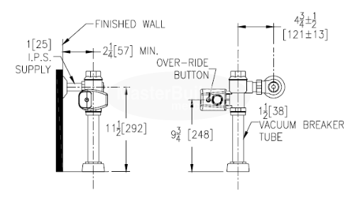 Zurn ZER6200-CPM 3.5 GPM Battery Powered Exposed Flush Valve for Water Closets