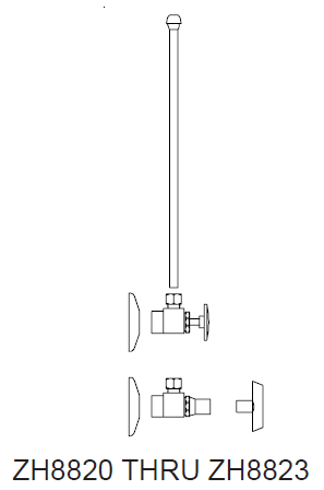 Zurn ZH8820-XL-LR-PC 3/8" IPS x 3/8" OD Heavy-Duty Wheel Handle Stops with Flexible Lavatory Supply