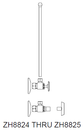 Zurn ZH8825-XL-LR-PC 1/2" NOM x 1/2" OD Heavy-Duty Wheel Handle Stops with Flexible Lavatory Supply