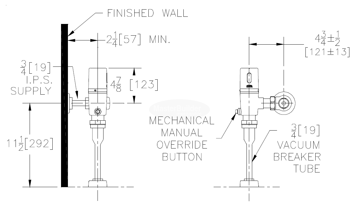 Zurn ZTR6203-EWS 0.5 GPF Battery Powered Sensor Operated Urinal Flush Valve