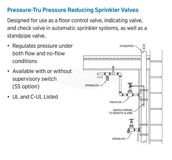 Zurn Wilkins ZW4104SS Válvula de control de rociadores contra incendios reductora de presión Pressure-Tru® de 1-1/2", interruptor de supervisión integral 