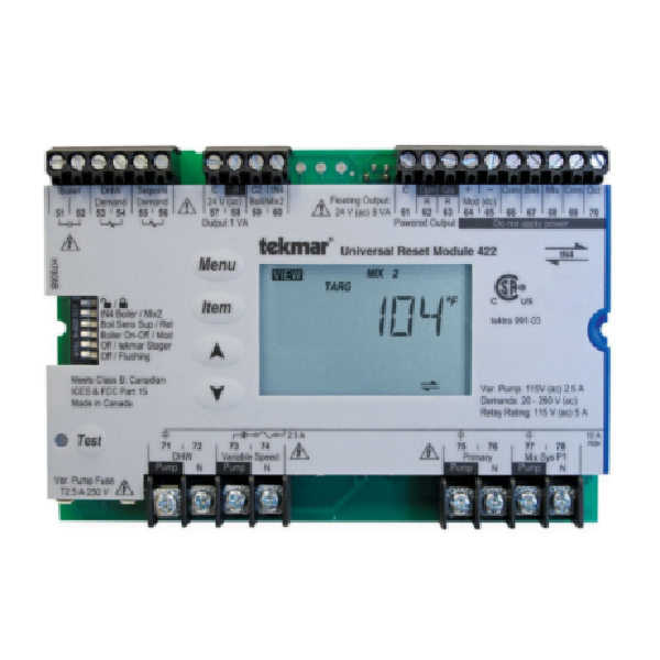 Tekmar 422 TEKNET - Universal Reset Module - Two tN4 - Mixing - Boiler - DHW & Setpoint