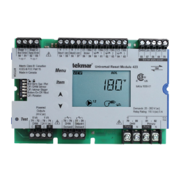 Tekmar 423 TEKNET - Universal Reset Module - Four tN4 - Two Boiler - DHW & Setpoint